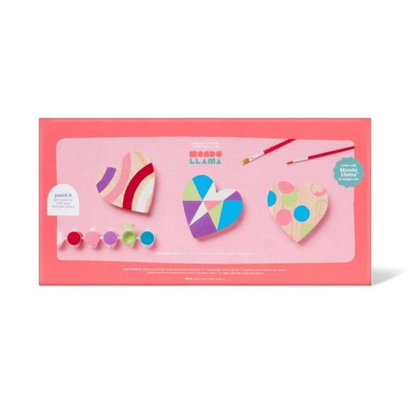 Mondo Llama Paint Your Own Wood Hearts Kit - Picture 3 of 3